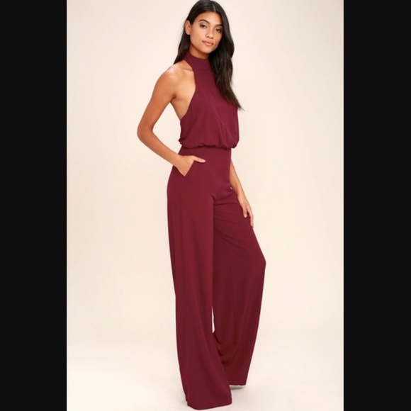 Lulus Pants - Lulu's Moment for Life Wine Red Jumpsuit
